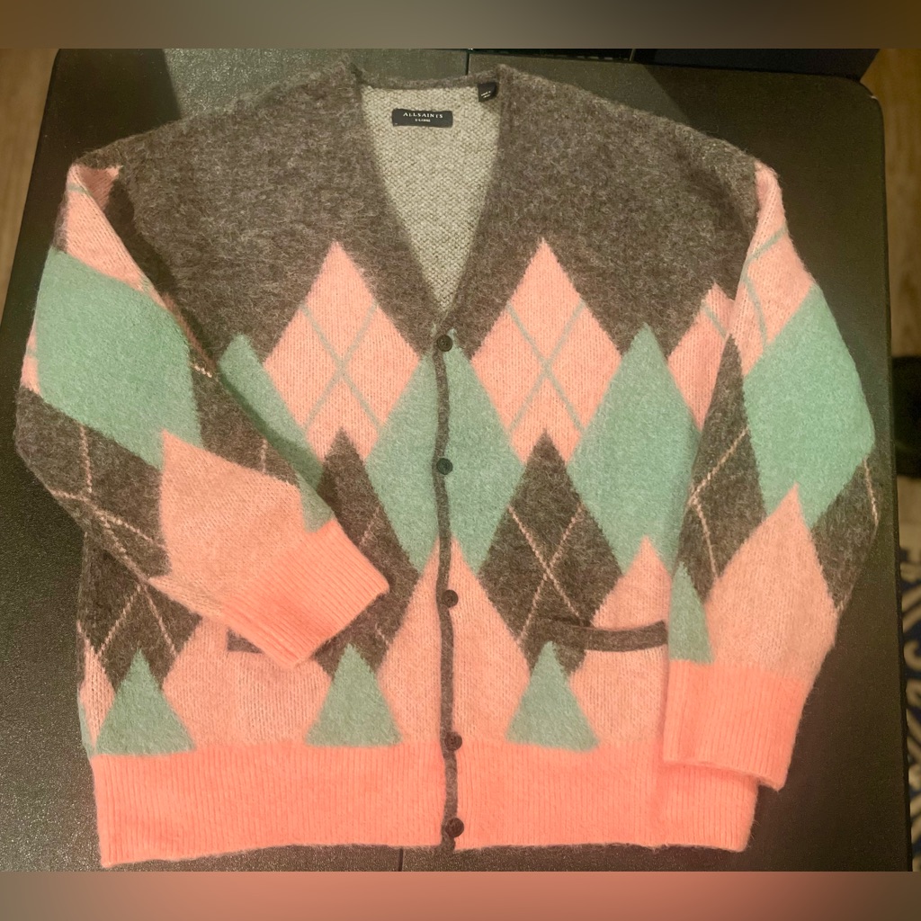 All Saints Xl Gorgeous Men’s “Harley” Cardigan Sweater Soft Alpaca Blend